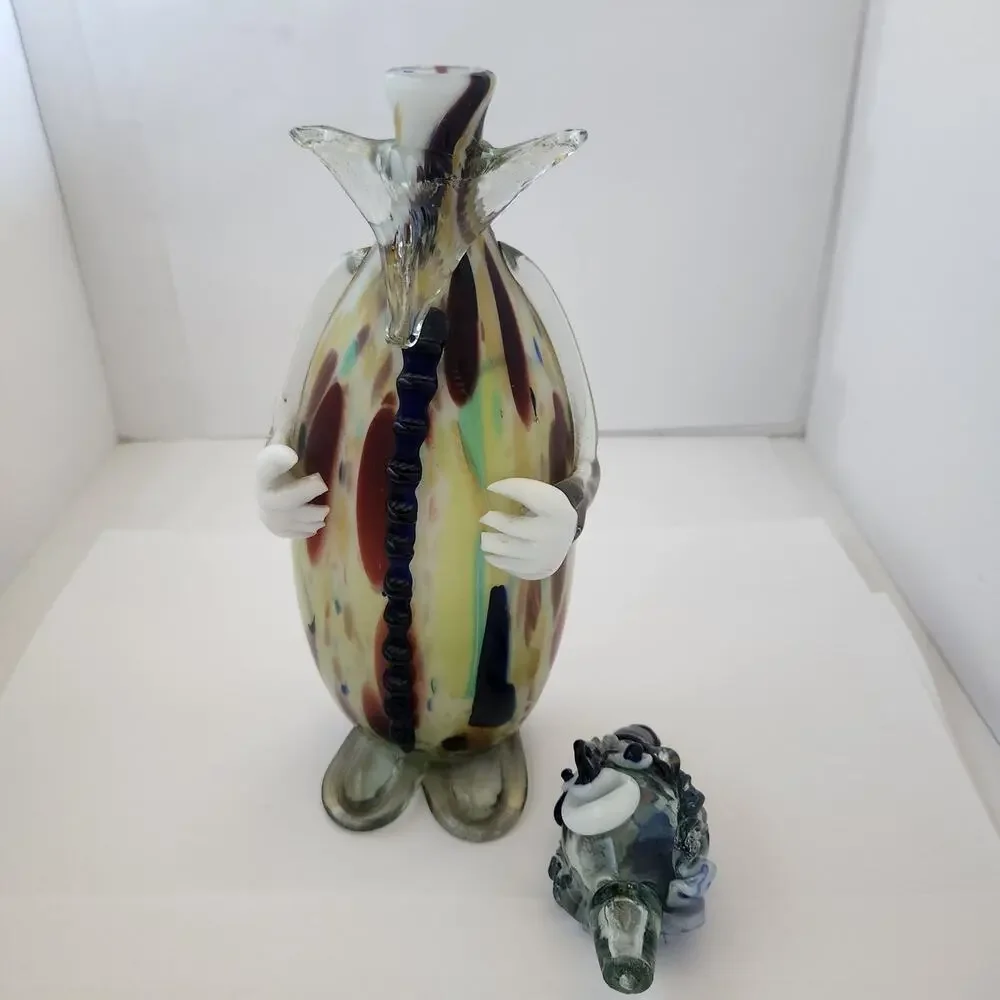 Gorgeous MCM Vintage MURANO ART GLASS CLOWN Decanter multicolor - Picture 4 of 4